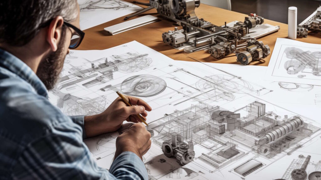 image of an engineer working on a drawing